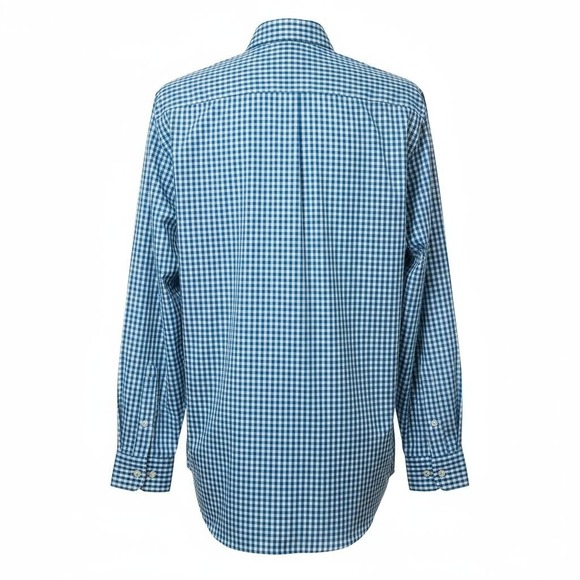 Brooks Brothers Madison Mens L Blue Gingham Checkered Button Down Shirt Non Iron - Picture 2 of 9